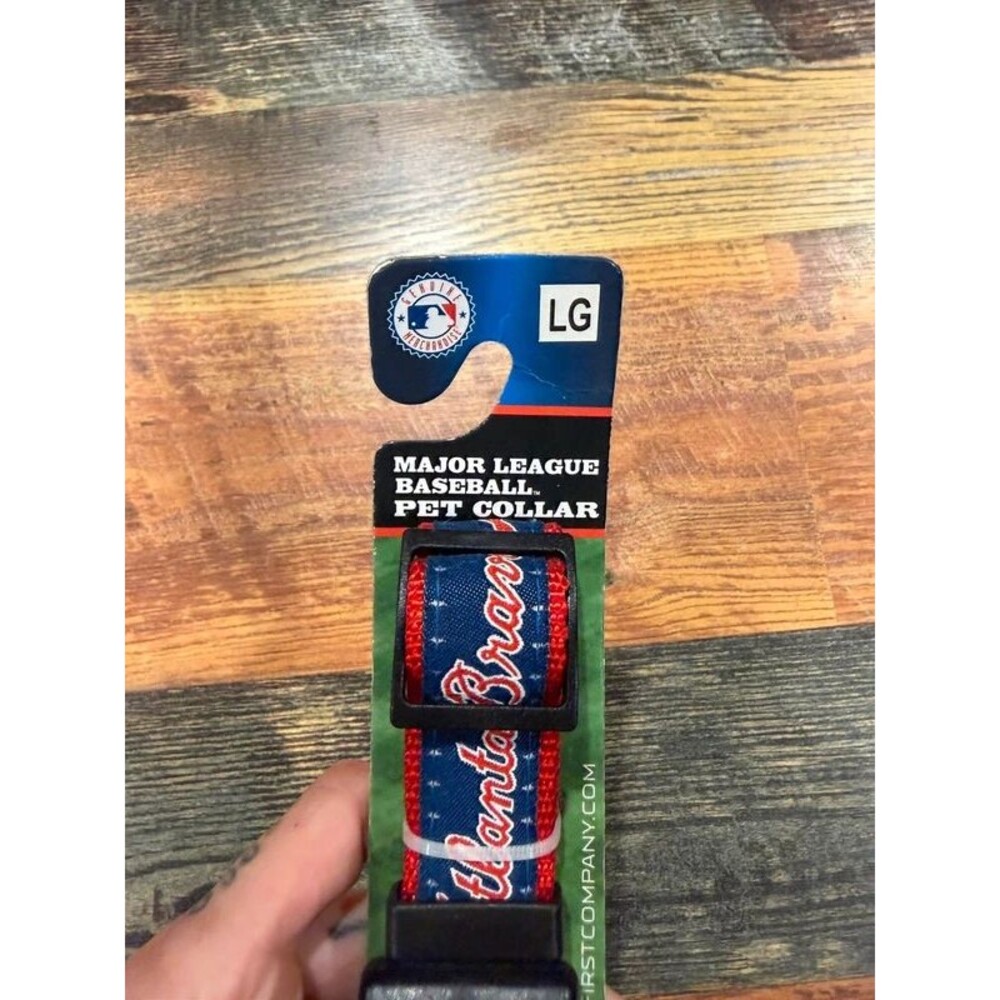 NWT Braves Dog Collar Blue & Red Size Large 1”Wx30”L